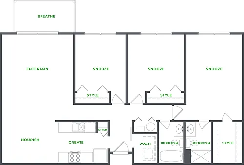 Floor plan 3 BEDROOM 2 BATHROOM (PHASE I)