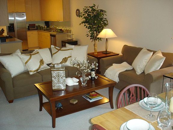 Warm, neutral decor with flexible floor plan.