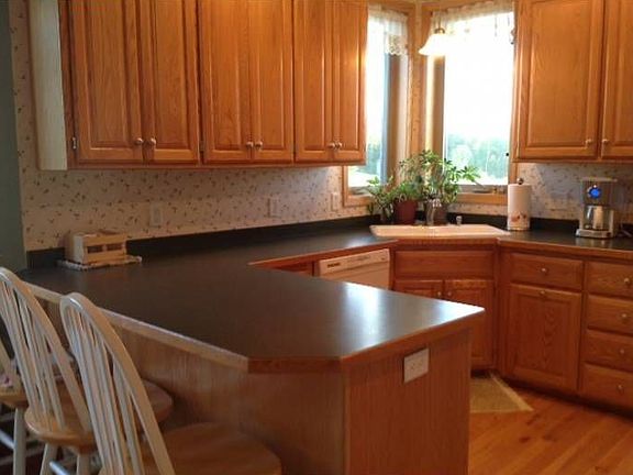 Kitchen with corner sink