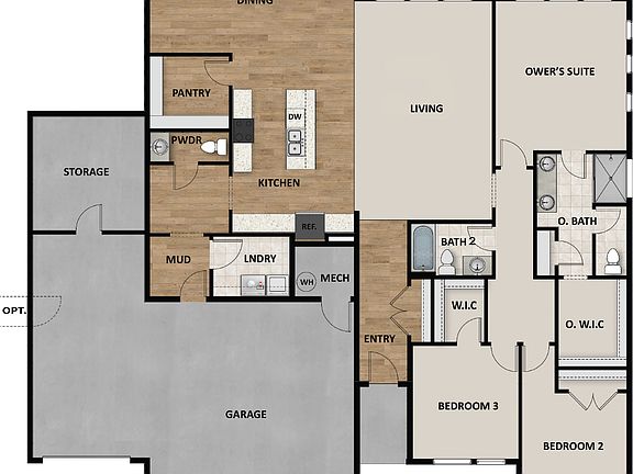 3 Car Garage With Storage Room Option