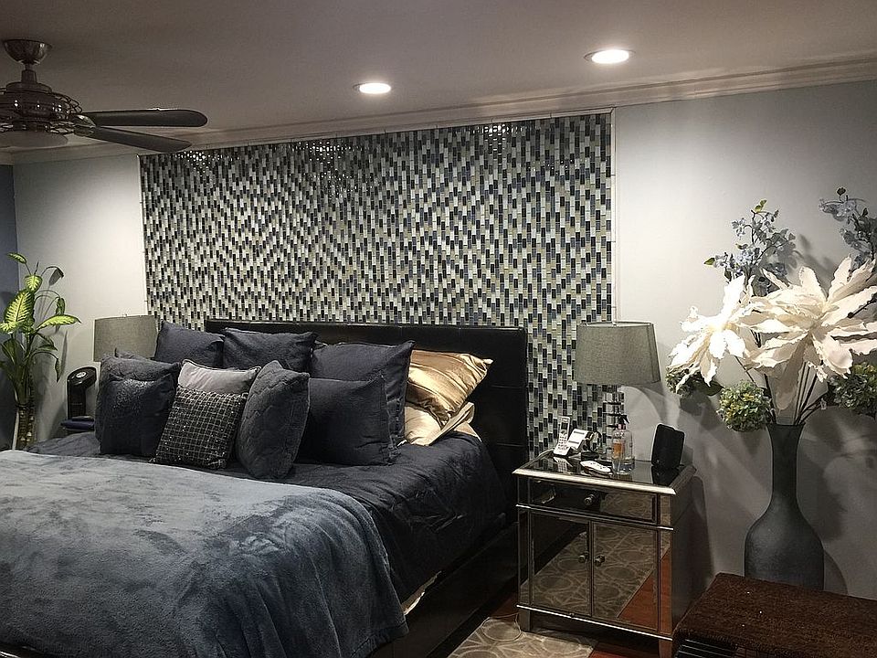 Master Bed glass accent wall