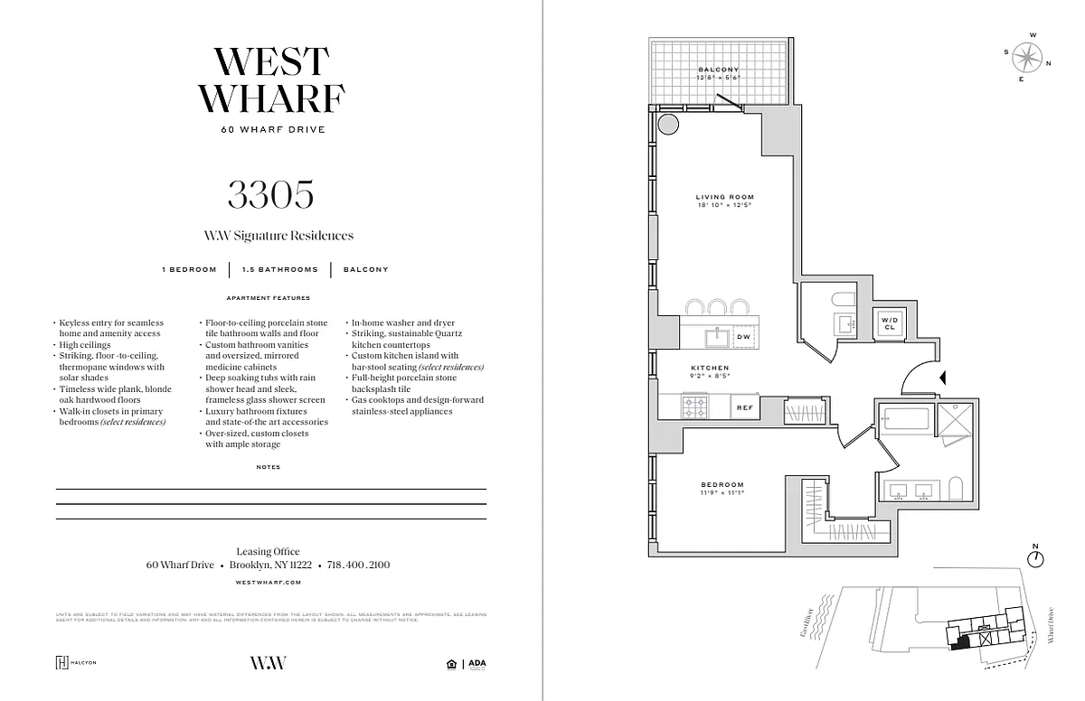 Floor plan 1 Bedroom / 1.5 Bathroom