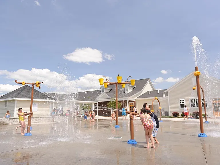 Our splash pad offers fun relief on hot summer days.