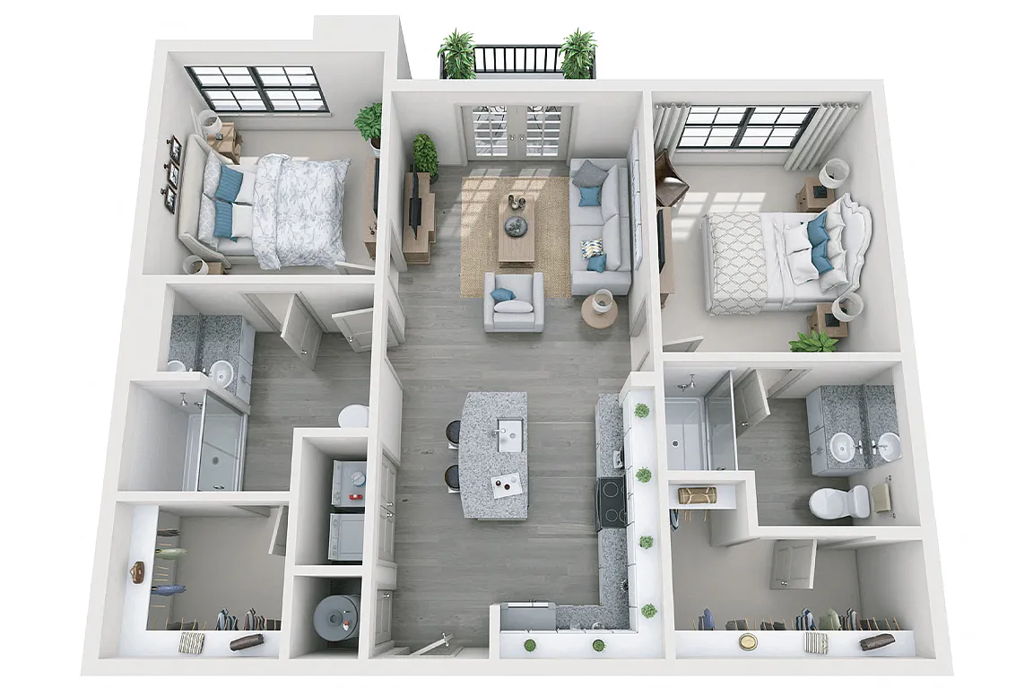 Floor plan Atherton 2 Bedroom 2 Bath