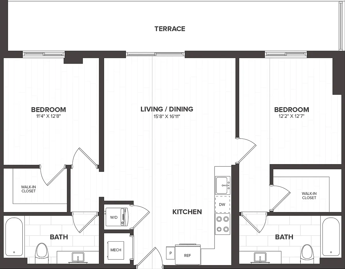 Floor plan 2 Bed/2 Bath-B14