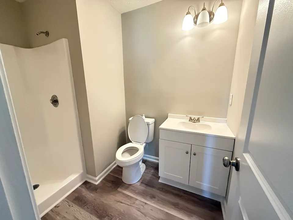 new updated bathroom, pict taken prior to mirror installation