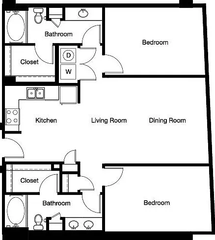 Gallery At Turtle Creek - B1 - 2 Beds - 2 Baths - 1187 Sq. ft.