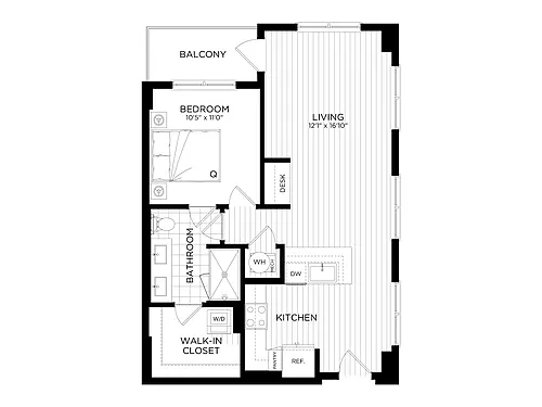 Floor plan 1 Bed/1 Bath-A3