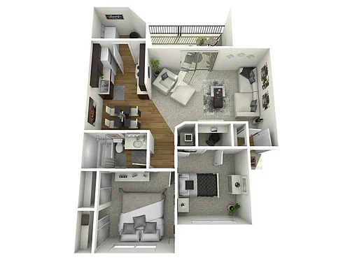Floor plan 2 Bed, 1 Bath A