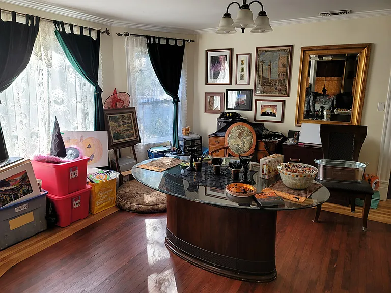 Dining room ready for a Halloween party