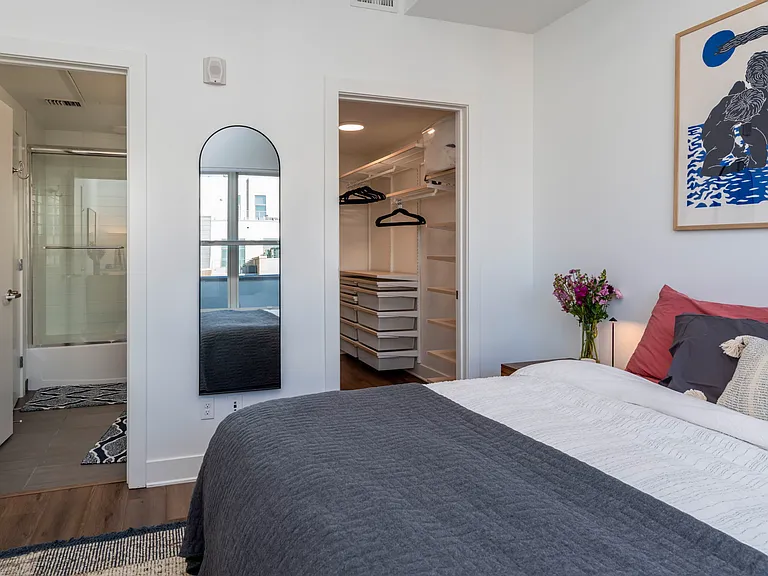 Bedroom into closet and bathroom