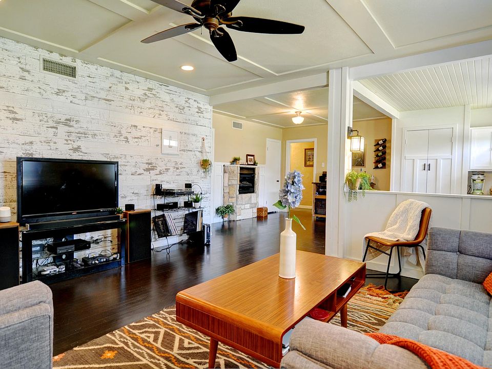 Open living room to dining area