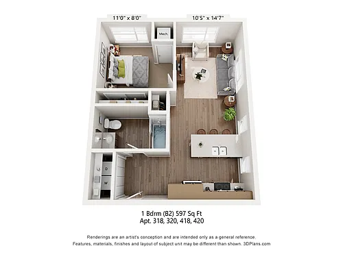 Floor plan 1 Bedroom