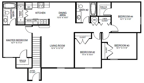 Floor plan 4 Bed, 2 Bath