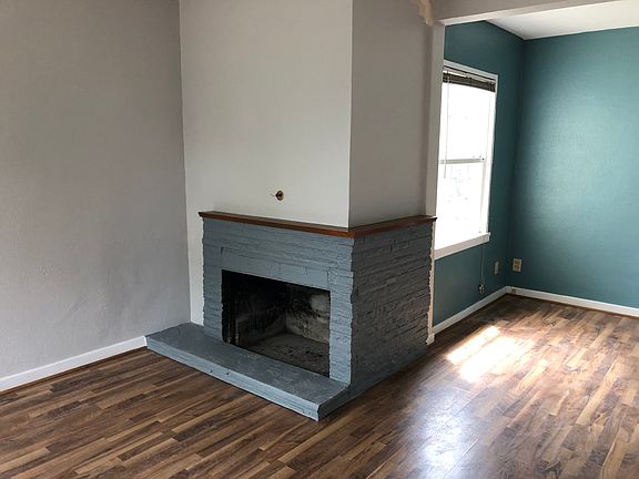 fireplace and dining area