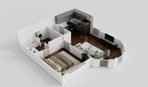 Floor plan One Bedroom Bay Window