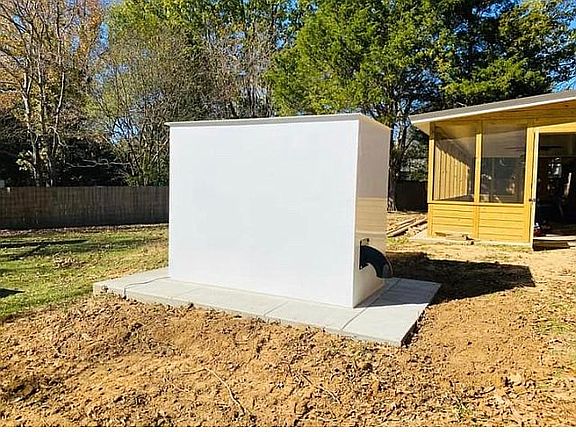 Back side of storm shelter 