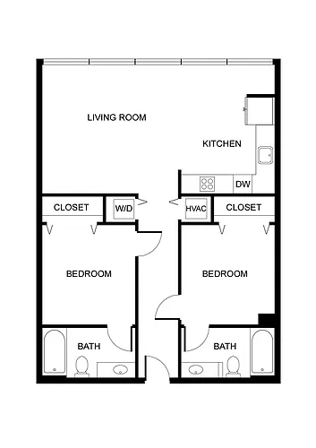Floor plan West 7th | 2 Bedrooms, 2 Bathrooms 208