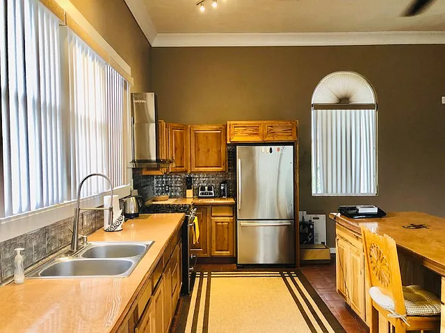 kitchen view with refrigerator