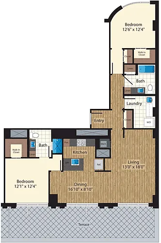 Floor plan PH Two Bedroom H 1388