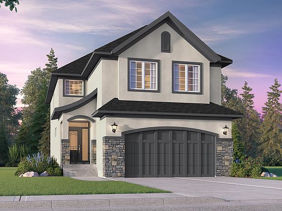 Exterior rendering of the Savona 2 French Country by Brookfield Residential in Calgary.