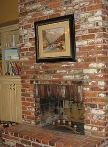 Brick fireplace