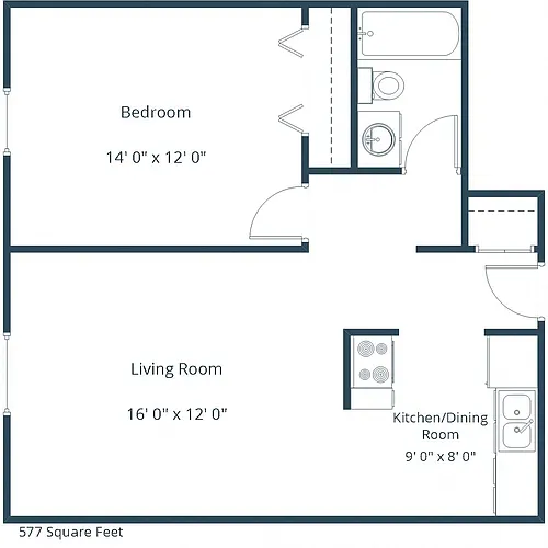 Floor plan One Bedroom 11A