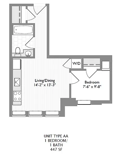 Floor plan 1-Bedroom 1-Bathroom | 474 sqft