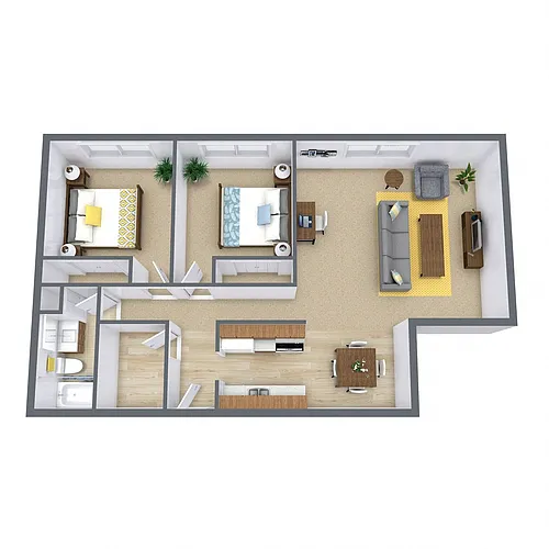 Floor plan Two Bedroom 21E