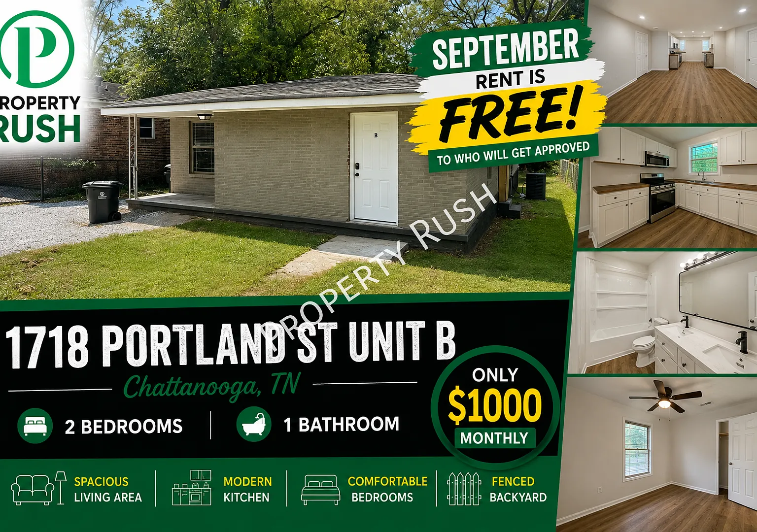 1718 Portland St. "B" - Recently remodeled 2 bed/1 bath duplex unit in Chattanooga! $1,000/mo. — Photo 1