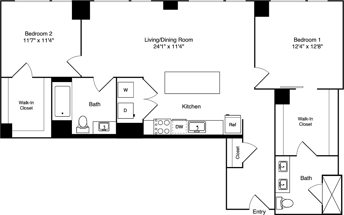Floor plan 2 Bedroom G