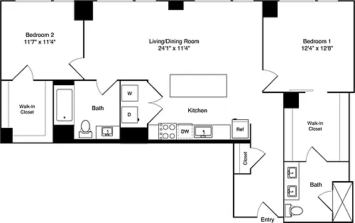 Floor plan 2 Bedroom G