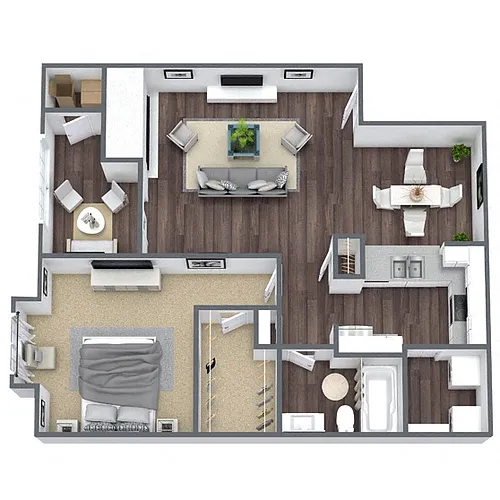 Floor plan A6: 1 Bed 1 Bath