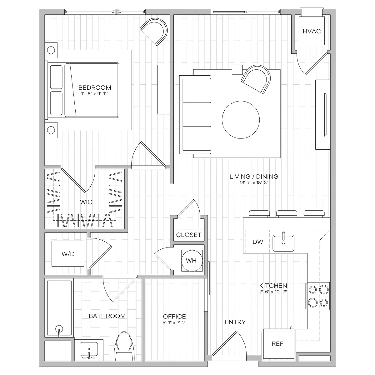 Floor plan One Bedroom Plus