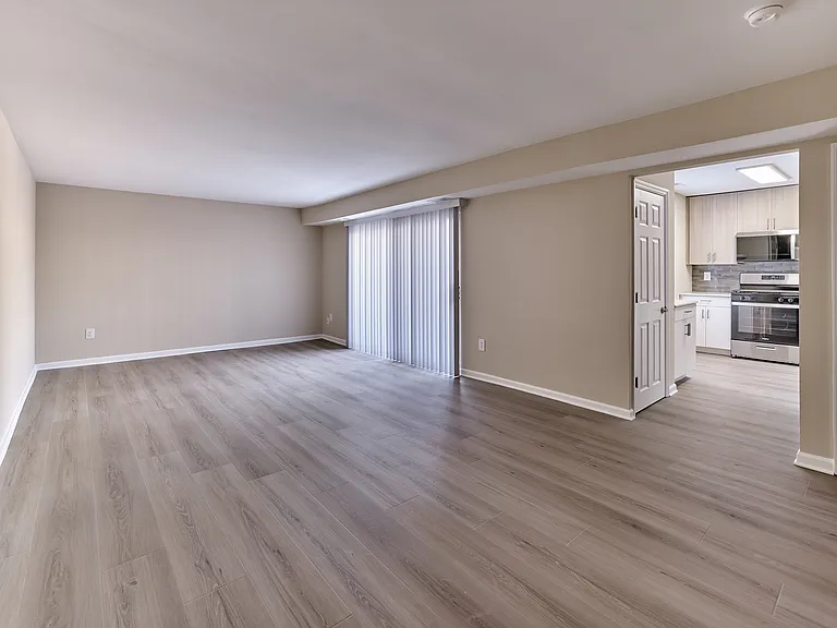 Spacious 2 Bed, 2 Bath with 1,063 sq. ft., open living area, and modern kitchen at North Crossing Apartments, in Willow Grove, PA.