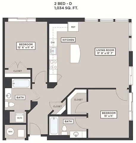 Floor plan 2 Bed - D