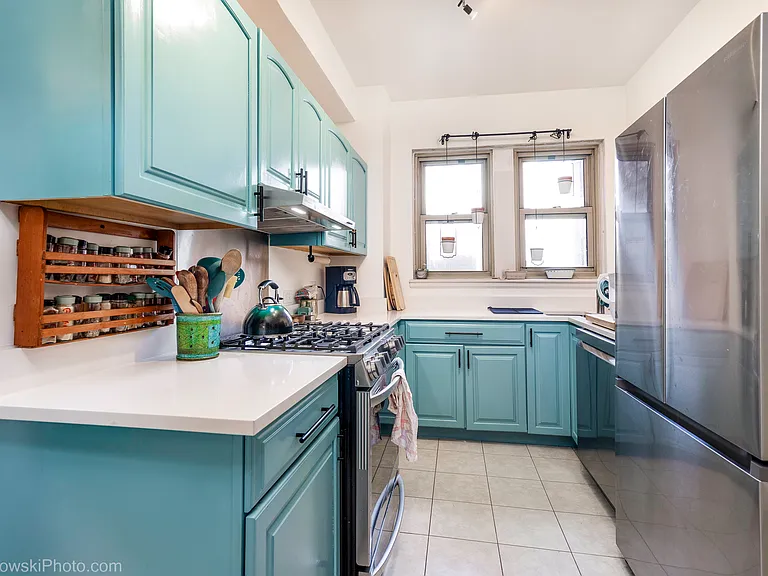Kitchen with stainless steel appliances