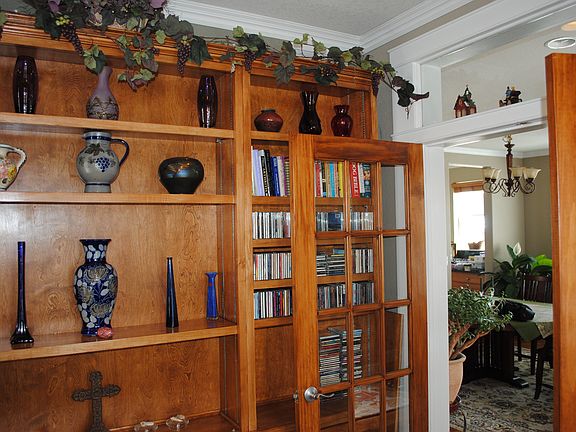 Built-in shelves in office
