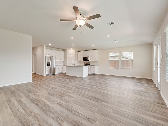 Spacious kitchen and living area