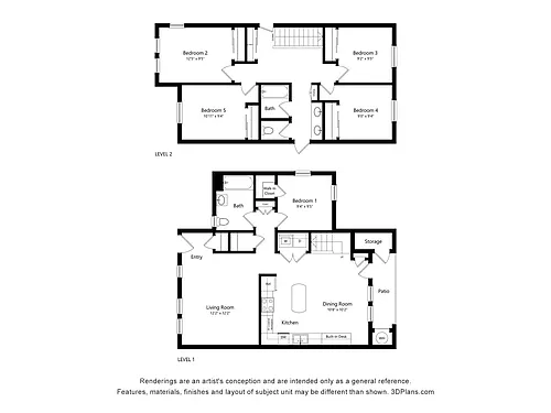 Floor plan 5 Bedroom, 2 Bath 30%