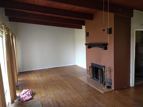 Living room fireplace.