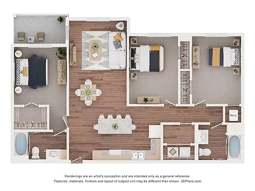 Floor plan 3AAV (Audio/Visual Accessible)