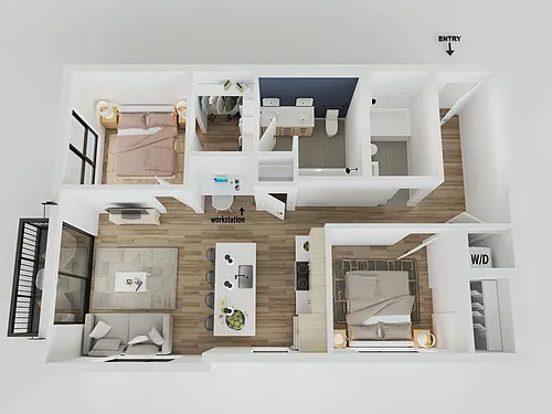 Floor plan 2BR/2BA - Marguerite