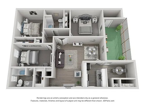 Floor plan 3 Bedroom 2 Bath
