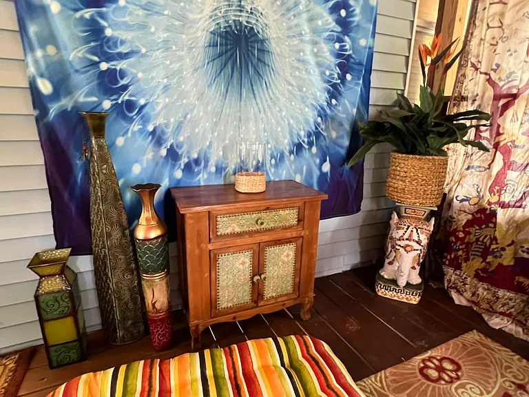 Boho design for patio accessories.
