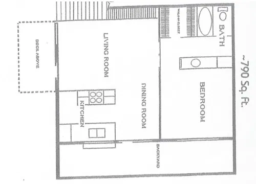 Floor plan 1 bedroom 1 bathroom upstairs