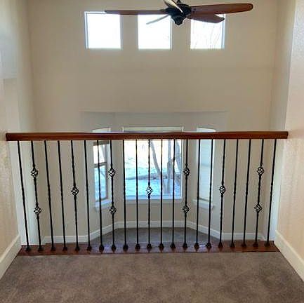 View of lower living area from kitchen