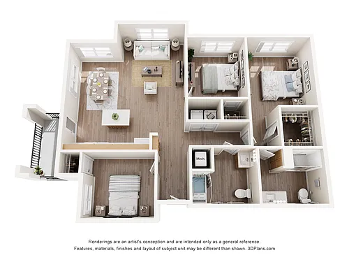 Floor plan 3AA (Wheelchair Accessible)