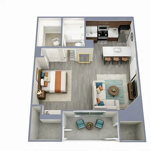 Floor plan Studio 1 Bath