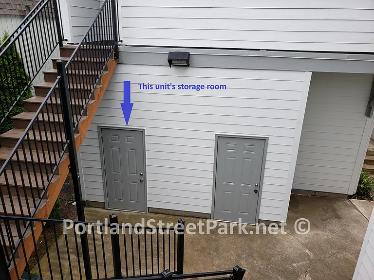 Unit's private storage room on ground floor, no additional charge